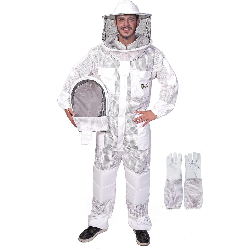 3-Layer Ultra Ventilated Bee Suit For Men & Women Premium Beekeeping Suit With
